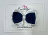 3.5 Inch 2 Layer Tuxedo Bow Thin Elastic - Navy & White