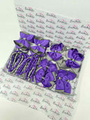 School Bundle - 5 Matching Pairs - Clips & Bobbles - Purple & Metal Grey