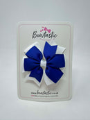 3 Inch Pinwheel Bow - Cobalt & White