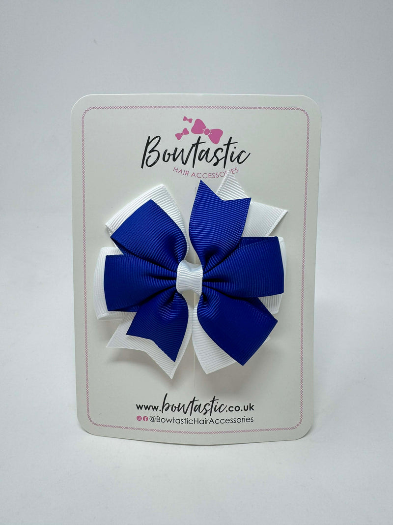 3 Inch Pinwheel Bow - Cobalt & White