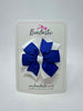 3 Inch Pinwheel Bow Thin Elastic - Cobalt & White