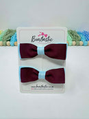 2.75 Inch Flat Bows - Burgundy & Light Blue - 2 Pack
