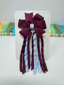 3 Inch Pinwheel Corker Bow - Burgundy & Bluebell