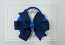 3.5 Inch Flat Double Bow Bobble - Navy & Royal Blue