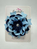 4 Inch Flower Bow - Navy & Blue Topaz
