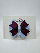 3.5 Inch 2 Layer Bow Thin Elastic - Burgundy & Bluebell