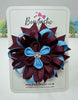 4 Inch Flower Bow - Burgundy & Blue Mist