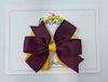 3.5 Inch Flat Double Bow Bobble - Burgundy & Yellow Gold