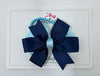 3.5 Inch Flat Double Bow Bobble - Navy & Light Blue