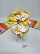 4 inch Flower Alice Band - Yellow & White Gingham