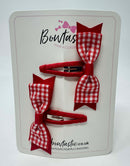 2.5 Inch Layer Tuxedo Snap Clip - Red Gingham - 2 Pack