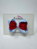 3.5 Inch 2 Layer Tuxedo Bow Thin Elastic - Red & Bluebell