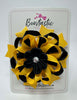 4 Inch Flower Bow - Black & Yellow Gold