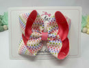 4 Inch Double Ribbon Bow - Hot Pink Polka Dot