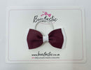3 Inch Double Layer Bow Thin Elastic - Burgundy & White