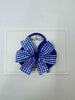 3.5 inch Flat Double Bow Thin Elastic - Royal Blue & White Gingham