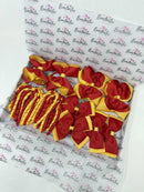 School Bundle - 5 Matching Pairs - Clips & Bobbles - Red & Yellow Gold
