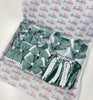 School Bundle - 5 Matching Pairs - Clips & Bobbles - Green & White Gingham