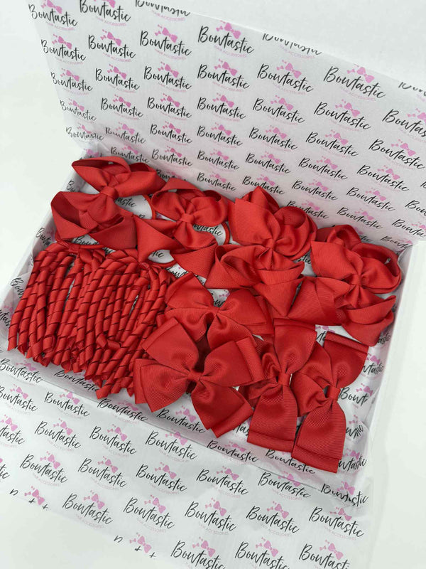 School Bundle - 5 Matching Pairs - Clips & Bobbles - Red