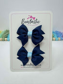 2 Inch Flat Bow - Navy & Blue Topaz - 2 Pack