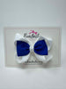 3.5 Inch 2 Layer Tuxedo Bow Thin Elastic - Cobalt & White