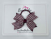 3 Inch Flat 2 Layer Bow Thin Elastic - Burgundy Gingham