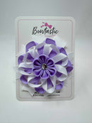 4 Inch Flower Bow - Light Orchid & White