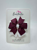 3 Inch Pinwheel Bow Thin Elastic - Burgundy & White