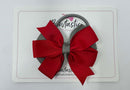 3.5 Inch Flat Double Bow Bobble - Red & Metal Grey