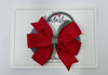 3.5 Inch Flat Double Bow Bobble - Red & Metal Grey