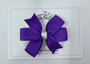 3.5 Inch Flat Double Bow Bobble - Purple & White