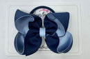 4 Inch Double Ribbon Bow Bobble - Navy & Bluebell