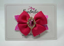 3.5 Inch Glitter Gem Bow - Pinks