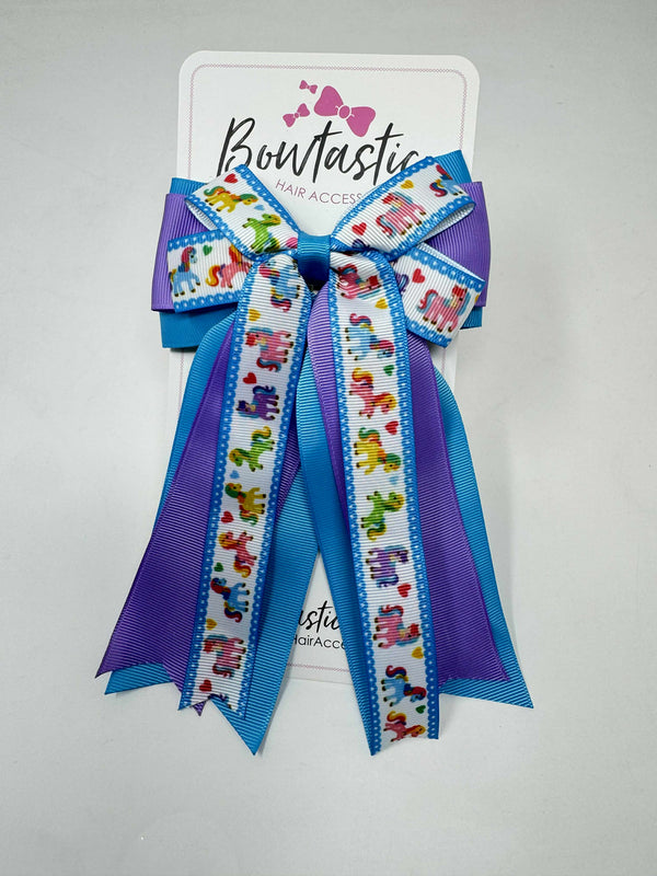 4.5 inch Tail Bow - Pony Heart Print