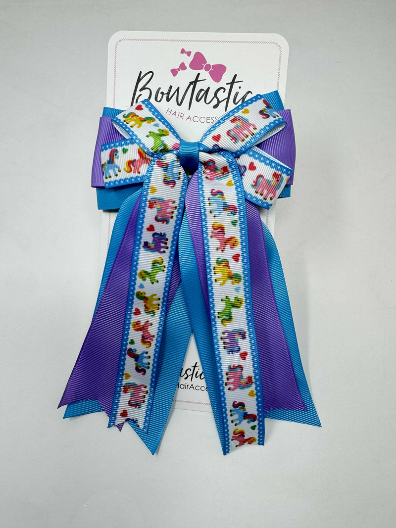 4.5 inch Tail Bow - Pony Heart Print