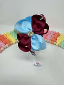 4 inch Flower Alice Band - Wine & Blue Topaz