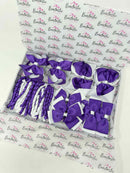 School Bundle - 5 Matching Pairs - Clips & Bobbles - Purple & White