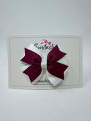 3.5 Inch 2 Layer Bow - Wine & White