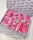 School Bundle - 5 Matching Pairs - Clips & Bobbles - Pink & White Gingham