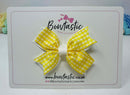 3 Inch Flat 2 Layer Bow - Yellow & White Gingham