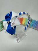 4 inch Flower Alice Band - Royal Blue & White