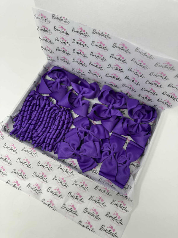 School Bundle - 5 Matching Pairs - Clips & Bobbles - Purple