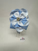 4 inch Flower Alice Band - Blue & White Gingham
