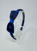 3 Inch Flat Bow Alice Band - Navy & Royal Blue