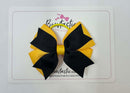 3.5 Inch 2 Layer Bow Thin Elastic - Black & Yellow Gold
