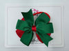 3.5 Inch Flat Double Bow Bobble - Forest Green & Red