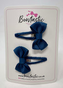 2 Inch Bow Snap Clip - Light Navy - 2 Pack