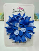 4 Inch Flower Bow - Royal Blue & Bluebell