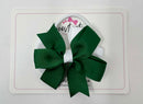 3.5 Inch Flat Double Bow Bobble - Forest Green & White