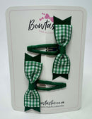 2.5 Inch Layer Tuxedo Snap Clip - Green Gingham - 2 Pack